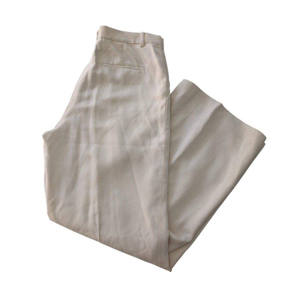 Lauren Ralph Lauren Petite Cream 100% Silk Wide Leg Trousers Pants Size 10P